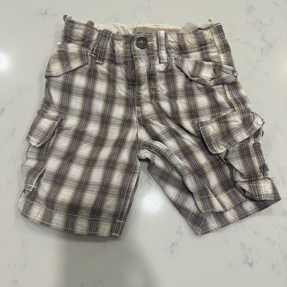GAP Plaid Cargo Shorts - Brown and White